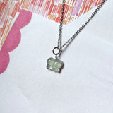 Icy A-Grade Natural Light Bluish Green Jadeite Bow Charm No. 172471