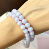 8mm A-Grade Natural Pink Lavender Jadeite Bead Necklace/ Bracelet No.190450