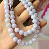 8mm A-Grade Natural Pink Lavender Jadeite Bead Necklace/ Bracelet No.190450