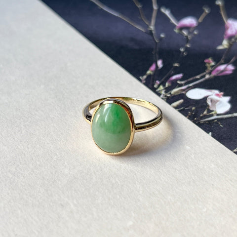 Bespoke Jadeite Oval Cabochon Ring No. 130469