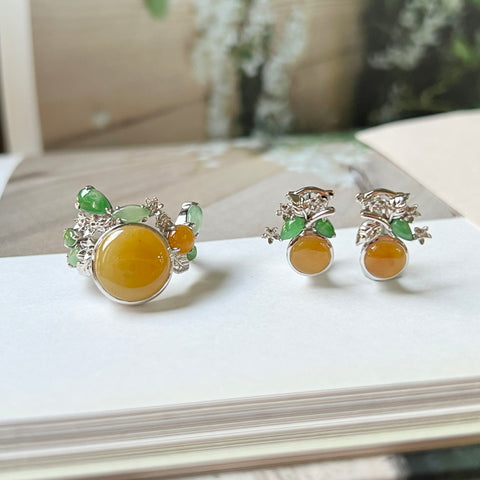 Ring and Earring Mandarin Orange Set No: 162396 & 180809