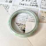 60mm A-Grade Natural Light Green Jadeite Modern Round Bangle No.151977