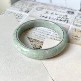 60mm A-Grade Natural Light Green Jadeite Modern Round Bangle No.151977