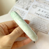 60mm A-Grade Natural Light Green Jadeite Modern Round Bangle No.151977