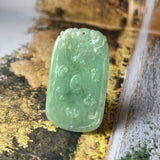 A-Grade Natural Green Jadeite Tiger Pendant No.170871