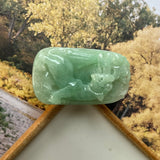 A-Grade Natural Green Jadeite Tiger Pendant No.170871