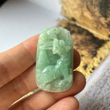 A-Grade Natural Green Jadeite Tiger Pendant No.170871