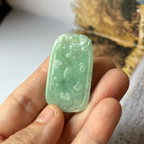 A-Grade Natural Green Jadeite Tiger Pendant No.170871