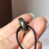 SOLD OUT: A-Grade Natural Black Jadeite Bagel on Infinity Silk Cord Bracelet No.190401