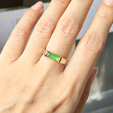 16.2mm Icy A-Grade Natural Apple Green Jadeite Elliptical Arch Ring No. 162432