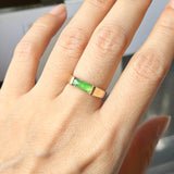 16.2mm Icy A-Grade Natural Apple Green Jadeite Elliptical Arch Ring No. 162432