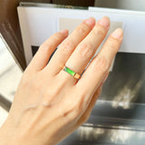 16.2mm Icy A-Grade Natural Apple Green Jadeite Elliptical Arch Ring No. 162432