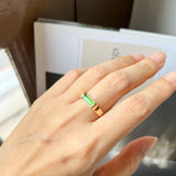 16.2mm Icy A-Grade Natural Apple Green Jadeite Elliptical Arch Ring No. 162432