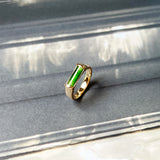 SOLD OUT: 15.5mm Icy A-Grade Natural Imperial Green Jadeite Elliptical Arch Ring No. 162433