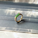 SOLD OUT: 15.5mm Icy A-Grade Natural Imperial Green Jadeite Elliptical Arch Ring No. 162433