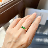 15.5mm Icy A-Grade Natural Imperial Green Jadeite Elliptical Arch Ring No. 162433