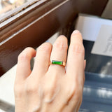 SOLD OUT: 15.5mm Icy A-Grade Natural Imperial Green Jadeite Elliptical Arch Ring No. 162433