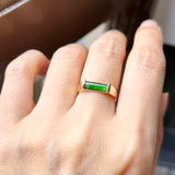 SOLD OUT: 15.5mm Icy A-Grade Natural Imperial Green Jadeite Elliptical Arch Ring No. 162433