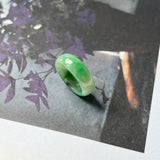 15.2mm A-Grade Natural Imperial Green Jadeite Abacus Ring Band No. 162435