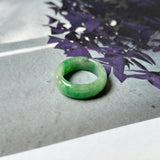 15.2mm A-Grade Natural Imperial Green Jadeite Abacus Ring Band No. 162435