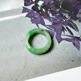 15.2mm A-Grade Natural Imperial Green Jadeite Abacus Ring Band No. 162435