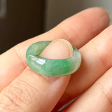 15.2mm A-Grade Natural Imperial Green Jadeite Abacus Ring Band No. 162435