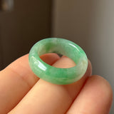 15.2mm A-Grade Natural Imperial Green Jadeite Abacus Ring Band No. 162435