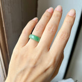 15.2mm A-Grade Natural Imperial Green Jadeite Abacus Ring Band No. 162435