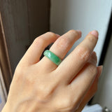 15.2mm A-Grade Natural Imperial Green Jadeite Abacus Ring Band No. 162435