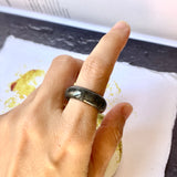 18.1mm A-Grade Natural Black Jadeite Ring Band No. 162377