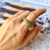 17.7mm A-Grade Natural Yellowish Green Jadeite Ring Band No. 161432