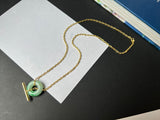 Setting Balance A-Grade Moss On Snow Jadeite Bagel Necklace No.172044