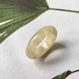 16.1mm A-Grade Natural Light Yellow Jadeite Abacus Ring Band No. 161830