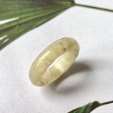 16.1mm A-Grade Natural Light Yellow Jadeite Abacus Ring Band No. 161830