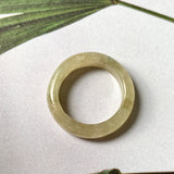 16.1mm A-Grade Natural Light Yellow Jadeite Abacus Ring Band No. 161830