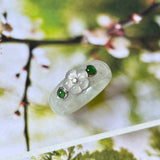 18.1mm A-Grade Natural Jadeite Joseon Dynasty Plum Blossom Ring (Maehwa) No.162437