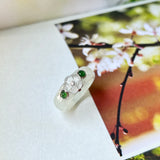 18.1mm A-Grade Natural Jadeite Joseon Dynasty Plum Blossom Ring (Maehwa) No.162437