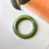 17.8mm A-Grade Natural Green Jadeite Abacus Ring Band No. 161876