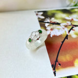 18.1mm A-Grade Natural Jadeite Joseon Dynasty Plum Blossom Ring (Maehwa) No.162437