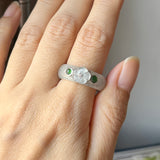 18.1mm A-Grade Natural Jadeite Joseon Dynasty Plum Blossom Ring (Maehwa) No.162437