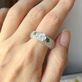 18.1mm A-Grade Natural Jadeite Joseon Dynasty Plum Blossom Ring (Maehwa) No.162437