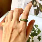 16mm A-Grade Natural Green Brown Jadeite Abacus Ring Band No. 161835