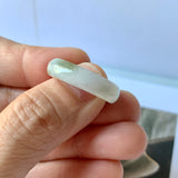 17.3mm A-Grade Natural White Yellowish Green Jadeite Abacus Ring Band No.161921