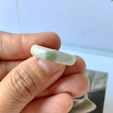 17.3mm A-Grade Natural White Yellowish Green Jadeite Abacus Ring Band No.161921