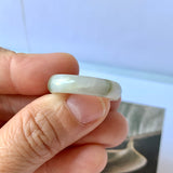 17.3mm A-Grade Natural White Yellowish Green Jadeite Abacus Ring Band No.161921