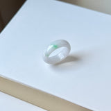 16.1mm A-Grade Natural Moss On Snow Jadeite Ring Band No. 162438