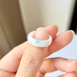 16.1mm A-Grade Natural Moss On Snow Jadeite Ring Band No. 162438