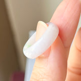 16.1mm A-Grade Natural Moss On Snow Jadeite Ring Band No. 162438