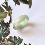 17mm A-Grade Natural Floral Jadeite Abacus Ring Band No.161457