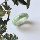 17mm A-Grade Natural Floral Jadeite Abacus Ring Band No.161457